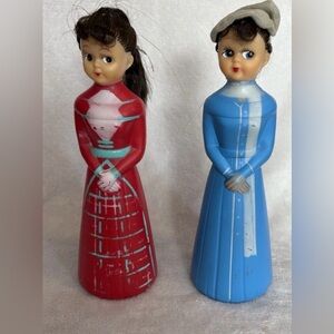2 EMPTY Lander Betty Bubbles Plastic Bottles  Vinyl Doll Heads Retro Prop 1960’s